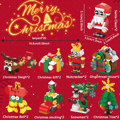 JOICEE Christmas Ornaments Building Blocks, 18 Pack Xmas Tree Ornaments Building Sets with Strings Hanging Decoration Toys for Kids Holiday Party Favors Gifts Stocking Stuffers