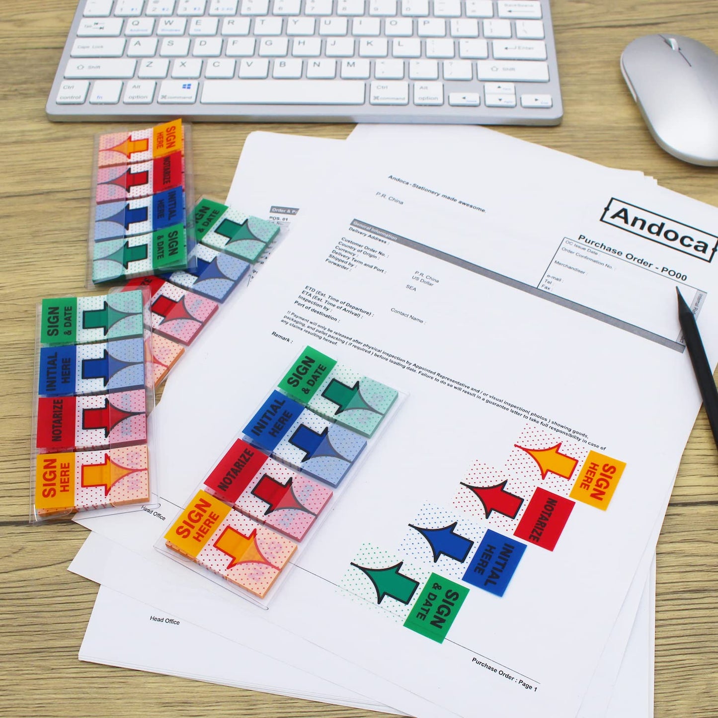 Message Flags Assorted Color, "Sign Here"/"Notarize"/"Initial Here"/"Sign and Date", 800 Pages Total, 0.98 x 1.77 Inch Wide, Easy to Post, 4 On-The-Go Dispensers/Pack