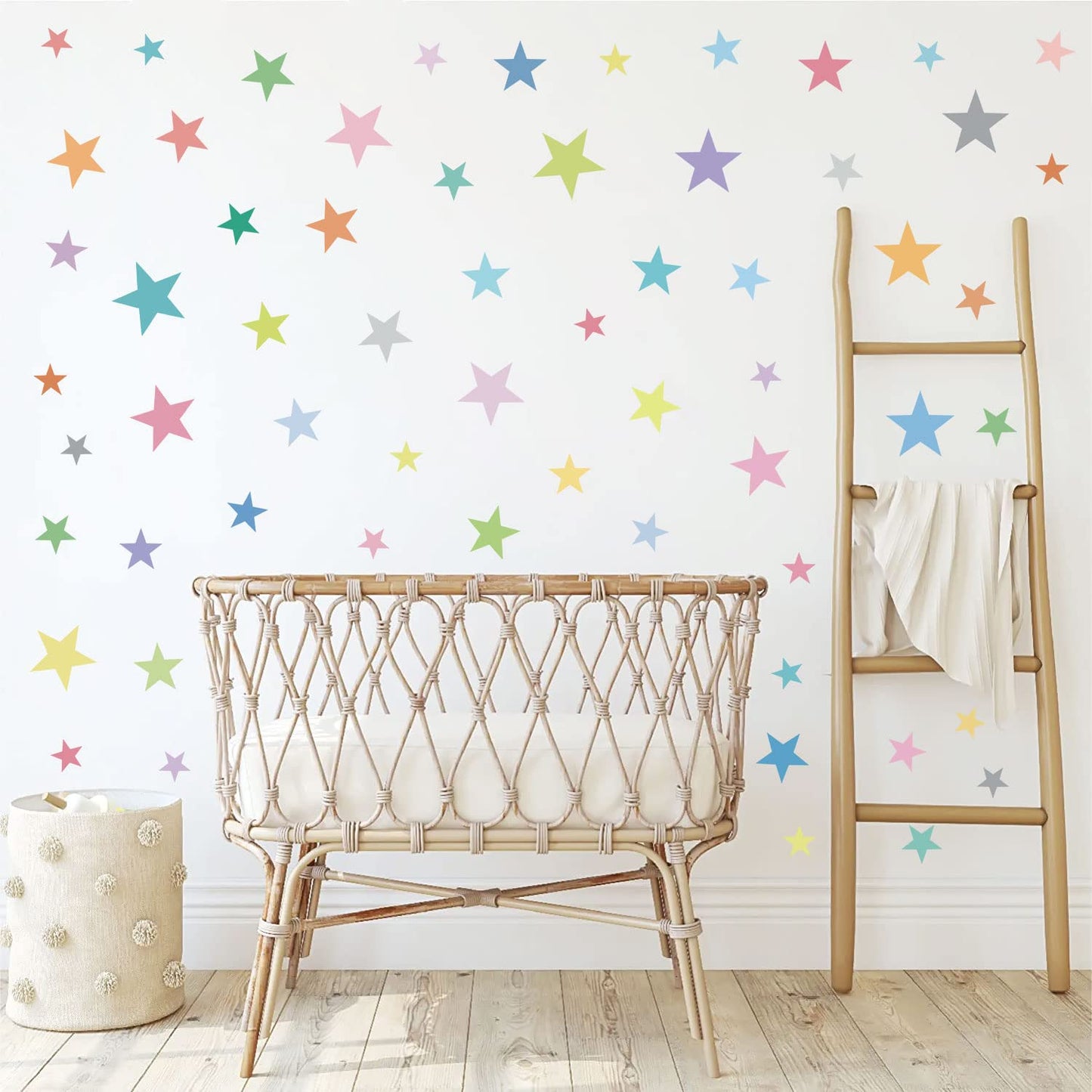 Supzone 165Pcs Colorful Boho Star Wall Decals Rainbow Colors DIY Vinyl Wall Art Sticker for Kids Baby Nursery Bedroom Playroom Kindergarten
