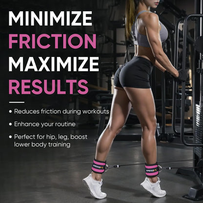 APEXUP Ankle Strap for Cable Machine, Ankle Resistance Bands, Cable Kick Back Straps for Gym, Glute Workouts, Leg Extensions, Adjustable Straps with Neoprene Padding (Pair, Rose Red)