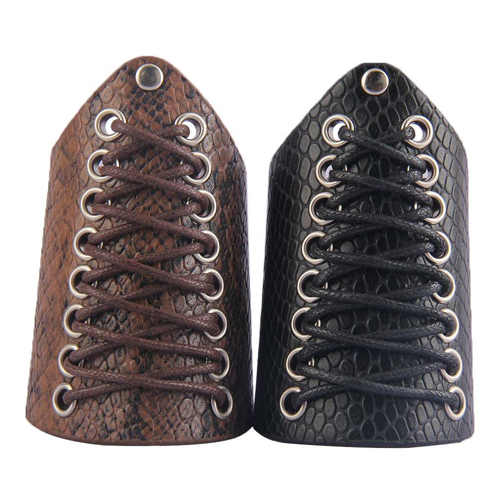 GelConnie Leather Gauntlet Wristband Medieval Bracers Snakeskin Viking Wrist Guards Archery Guards Bracers Wide Arm Armor Cuff for Women Men Halloween Renaissance Costume Props