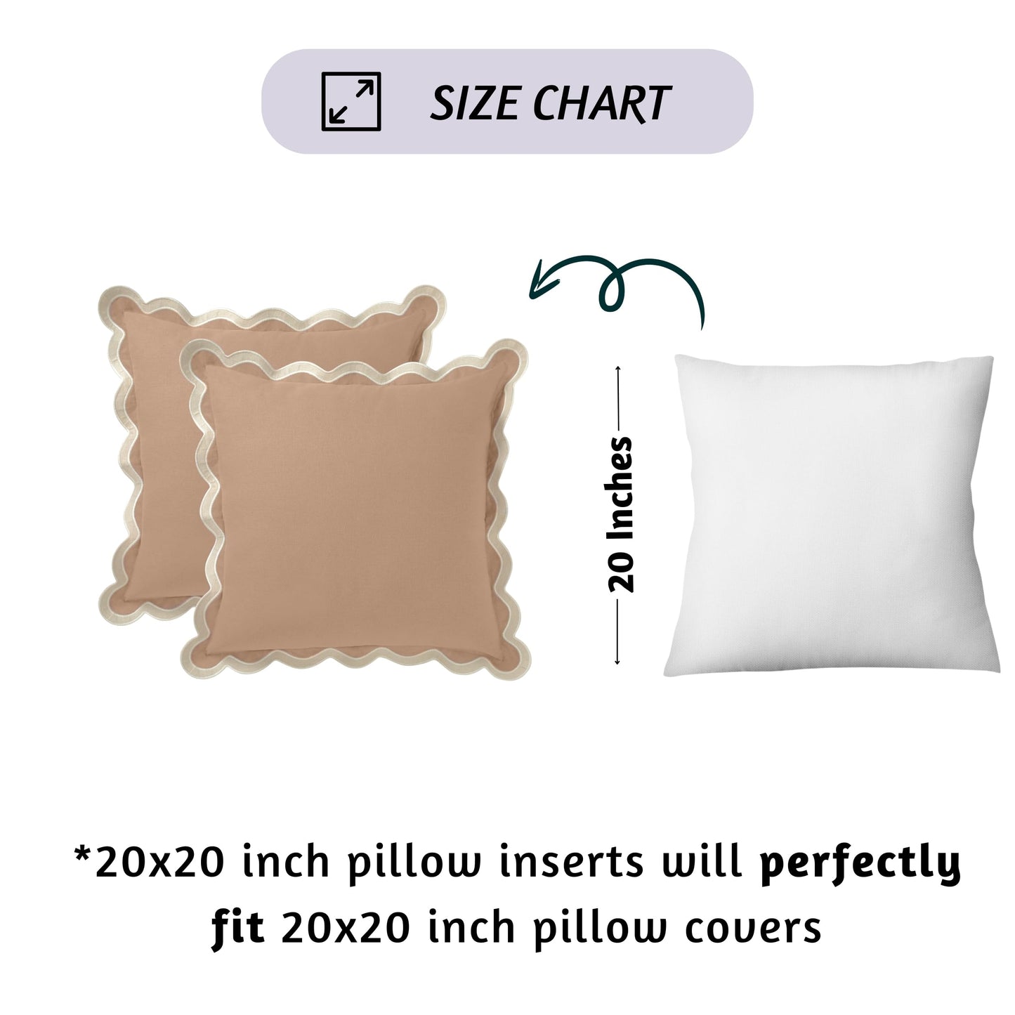Folkulture Fall Pillow Covers 20x20 - Set of 2 | Brown Fall Throw Pillows for Living Room, Fall Bedroom Decor |Decorative, Cute, Aesthetic, Preppy, Scalloped Outdoor Pillows for Couch,Farmhouse Decor