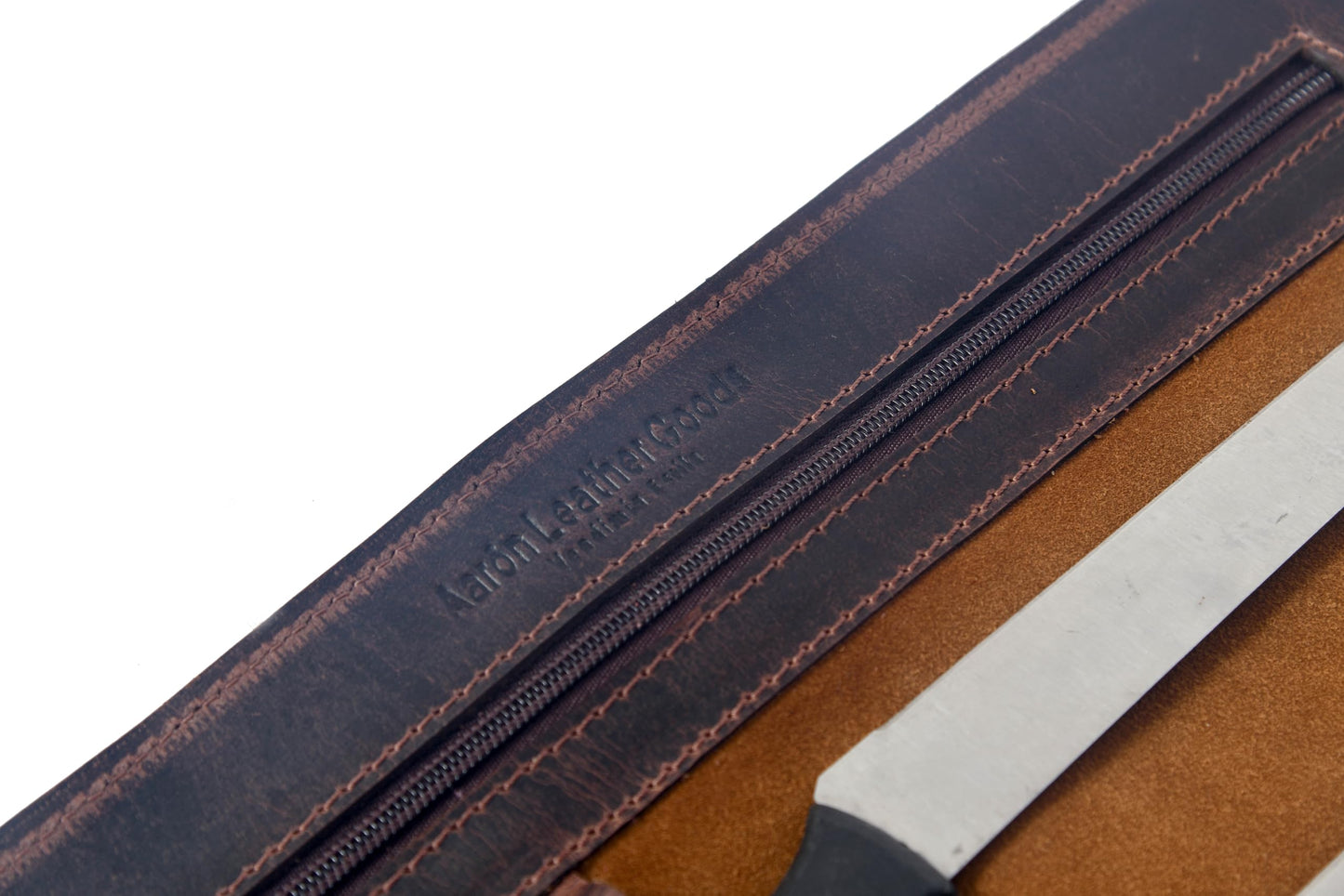 Leather Knife Roll Wrap with 7 Slots, Professional Chef Knife Case with Buckle Closure, Brown (Leather, Walnut)