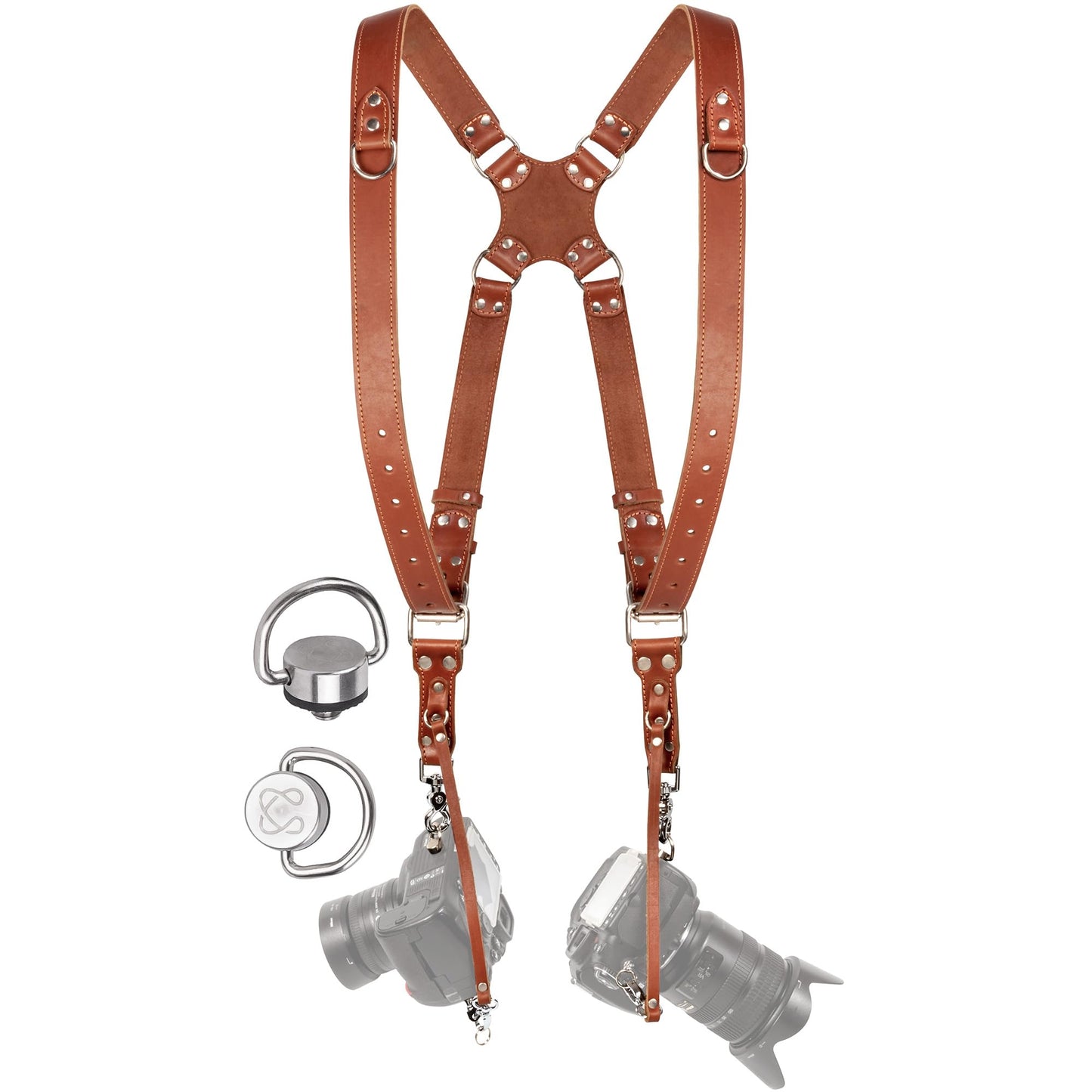 C Coiro Camera Harness for 2 Cameras – Dual Shoulder Leather Camera Strap – Double Camera Harness for DSLR/SLR, Camera Straps for Photographers of All Levels, Standard Straps/Color Tan