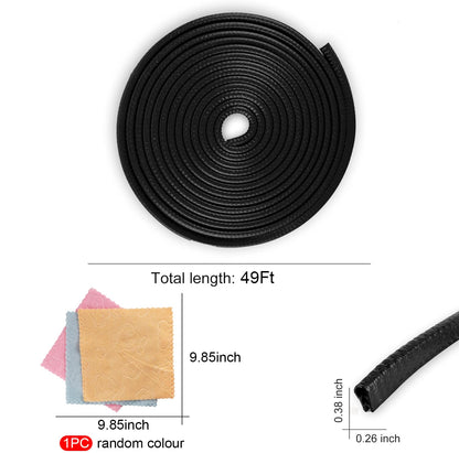 SINGARO 49Ft (15M) Car Door Edge Guard, No Glue Car Door Entry Guard Protective Strip, Rubber Edge Trim Car Door Protector, Applicable to Car, Truck, SUV and ATV, Car Exterior Accessories（Black）