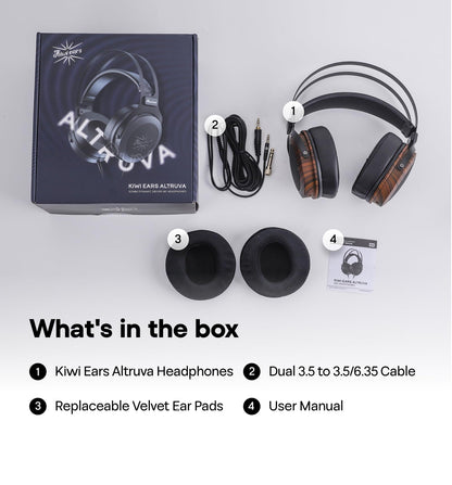 Linsoul Kiwi Ears Altruva Over Ear Headphone, Hi-Fi 50mm Dynamic Driver Monitoring Headphones, Wired Gaming Headset, Open-Back Stereo Headphones for Studio Engineer Audiophile Gaming (Blackwood)