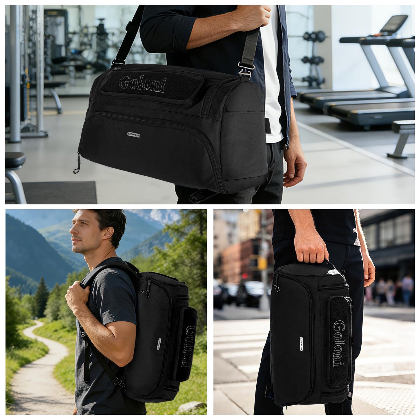 Gym Bag for Men,40L Large 3 in 1 Sports Duffle Bag with Shoes Compartment and Wet Pocket,Travel Backpack Weekender Overnight Bag for Travel, Gym, Sports