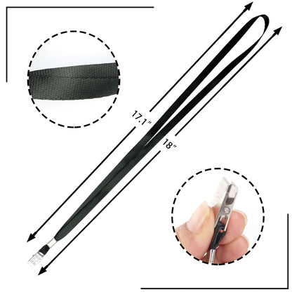 LOCONHA 100Pcs Black Lanyards with Clip lanyards for id Badges (Black)