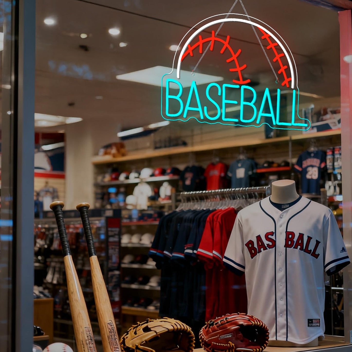 Baseball Neon Sign LED Sports Light USB Powered Used Blue Sign Up Gym Room Baseball Light for Wall Art Decor Neon Gifts for Teens in Christmas Party
