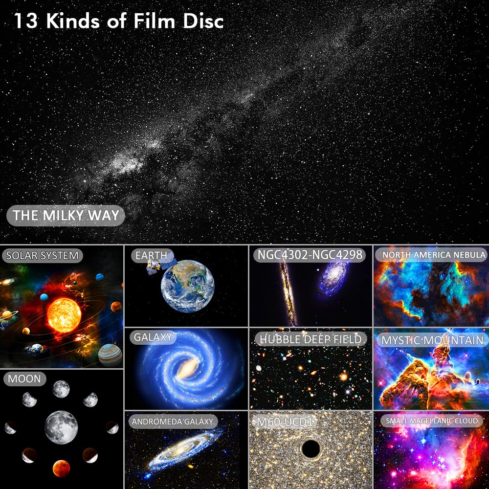 Galaxy Projector for Bedroom,13 in 1 Planetarium Star Projector with Solar System & Constellation,Ceiling Night Light with Timer,LED Space Galaxy Lamp Bedroom Room Decor for Adults Kids
