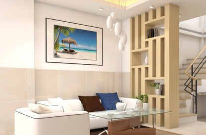 Beach Art Wall Decor Coral Beach Sand Sea Palapa Tropical Palm Tree Photo Sunset Landscape Pictures Ocean Scenic Scenery Nature Photography Paradise Cool Wall Art Print Poster 36x24