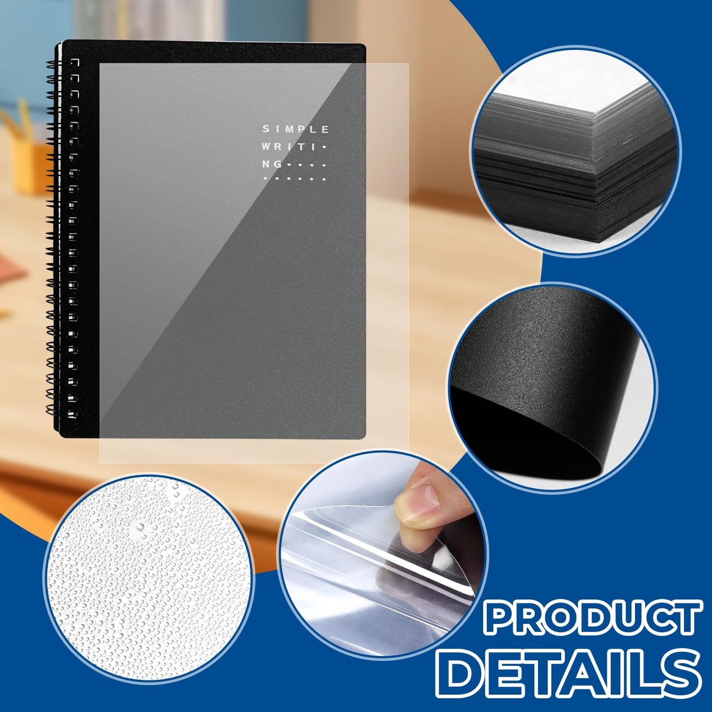 VOKOY 60 Pack 8.5x11 Inches Binding Covers and Backs Set, Letter Size Quality Un-Punched Report Covers, 30 Pcs 10mil Clear Binding Covers 30 Pcs 12mil Black Plastic Covers for Home Office School
