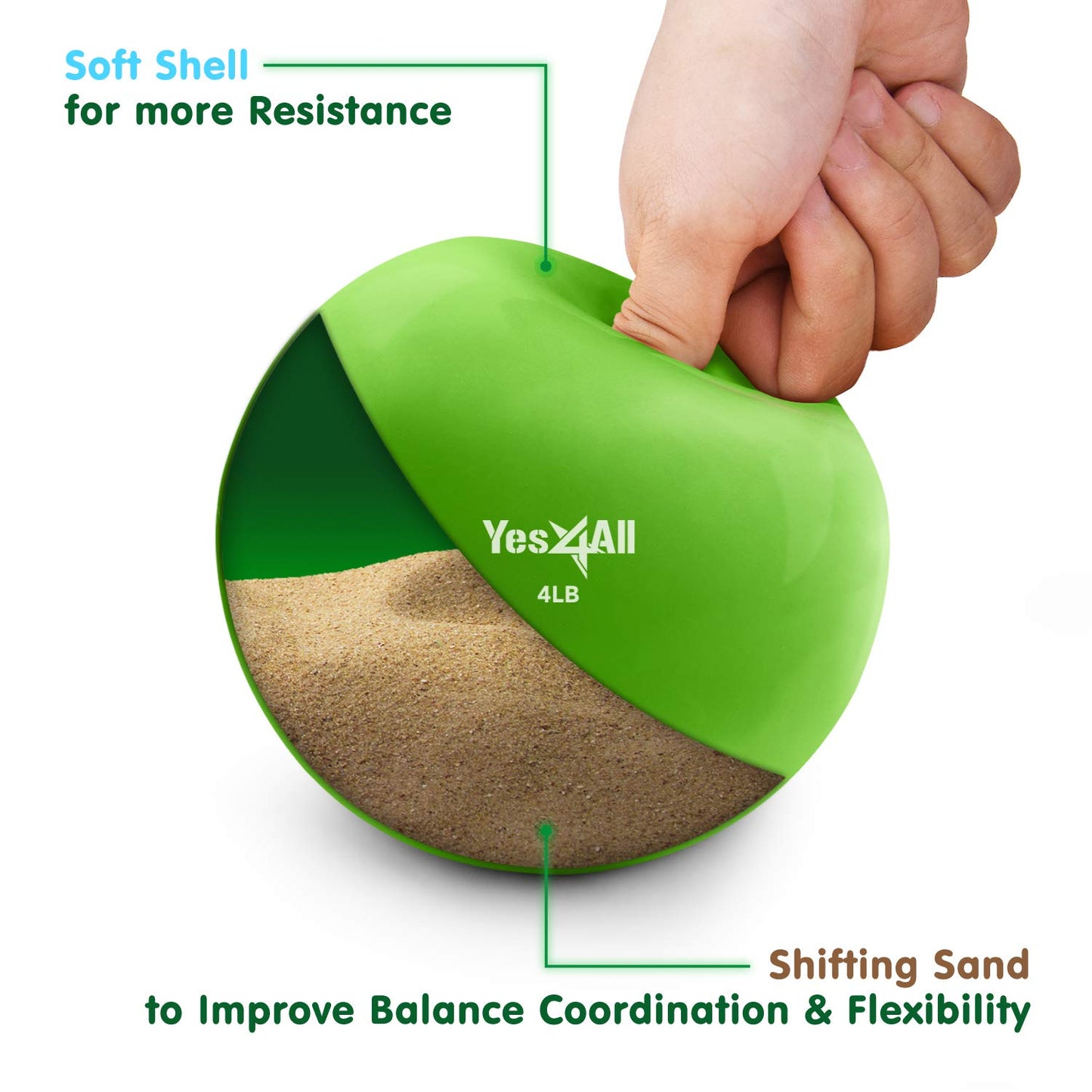 Yes4All Weighted Toning Balls for Exercise, Soft Medicine Balls for Exercise, Pilates, Yoga, Balance, Flexibility, 2-10lbs
