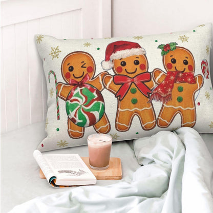 OFIRD Christmas Pillow Covers 12x20 Pack of 2 Brown Gingerbread Man Snowflake Throw Pillow Covers Winter Holiday Decorative Pillowcase Farmhouse Linen Cushion Case for Sofa Couch Christmas Decor