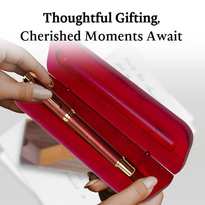 Ellington Pens Luxury Wood Fountain Pen Set – Fine Nib - Includes 6 Ink Cartridges, Wooden Pen Gift Box, Ink Converter - Wood Pen For Writing, Calligraphy, Journaling, Drawing (Rosewood Radiance)