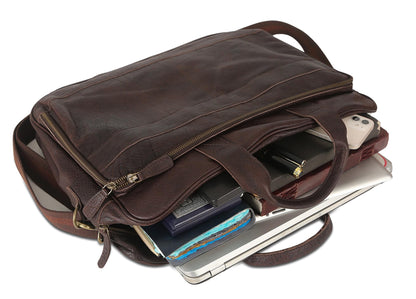Leather briefcase 18 Inch Laptop Messenger Bags for Men and Women Best Office briefcase Satchel Bag (Brown)
