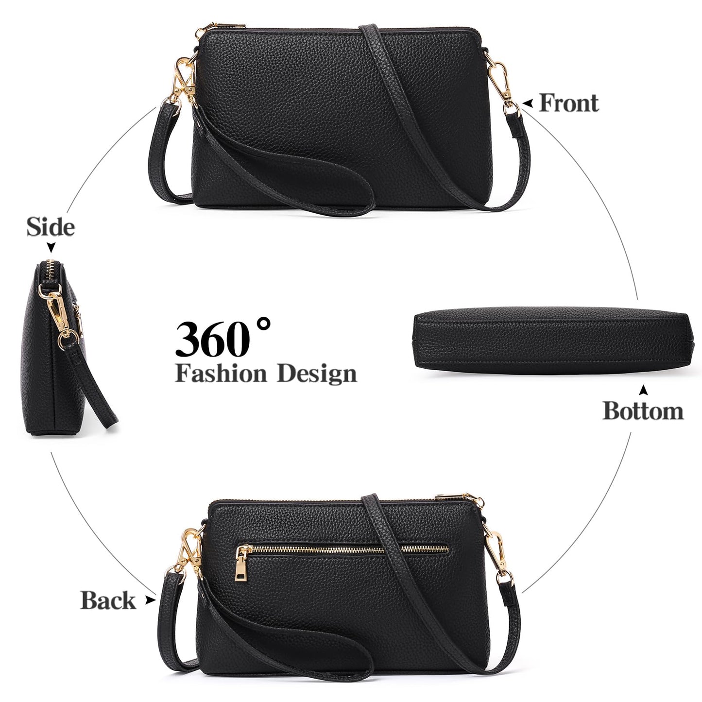 GAEKEAO Crossbody Bags for Women RFID Blocking Leather Cross Body Bag Purses Women's Crossbody Handbags with Wristlet Strap
