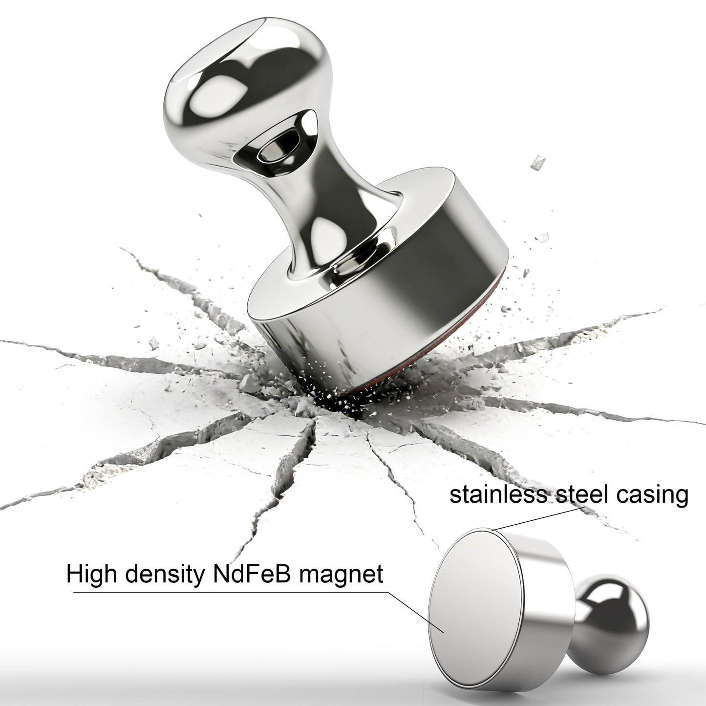 Tiergrade Metallic Magnets, Refrigerator Magnets, 48 Pack Silver Magnetic Push Pins, Strong Fridge Magnets, Multi-use Whiteboard Magnets Perfect for Kitchen Office Classroom