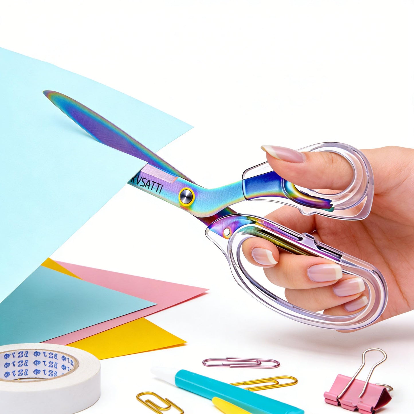 9"Office Scissors for Desk,Craft Scissors,Sharp Titanium Coated Stainless Steel Blades, for Art School Supplies and Daily Family Use/Colour