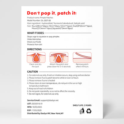 Pimple Patches for Face, 4 Size 300 Counts Acne Patches, Hydrocolloid Patches for Covering Zits and Blemishes, Spot Stickers with Salicylic Acid, Tea Tree Oil & Calendula Oil
