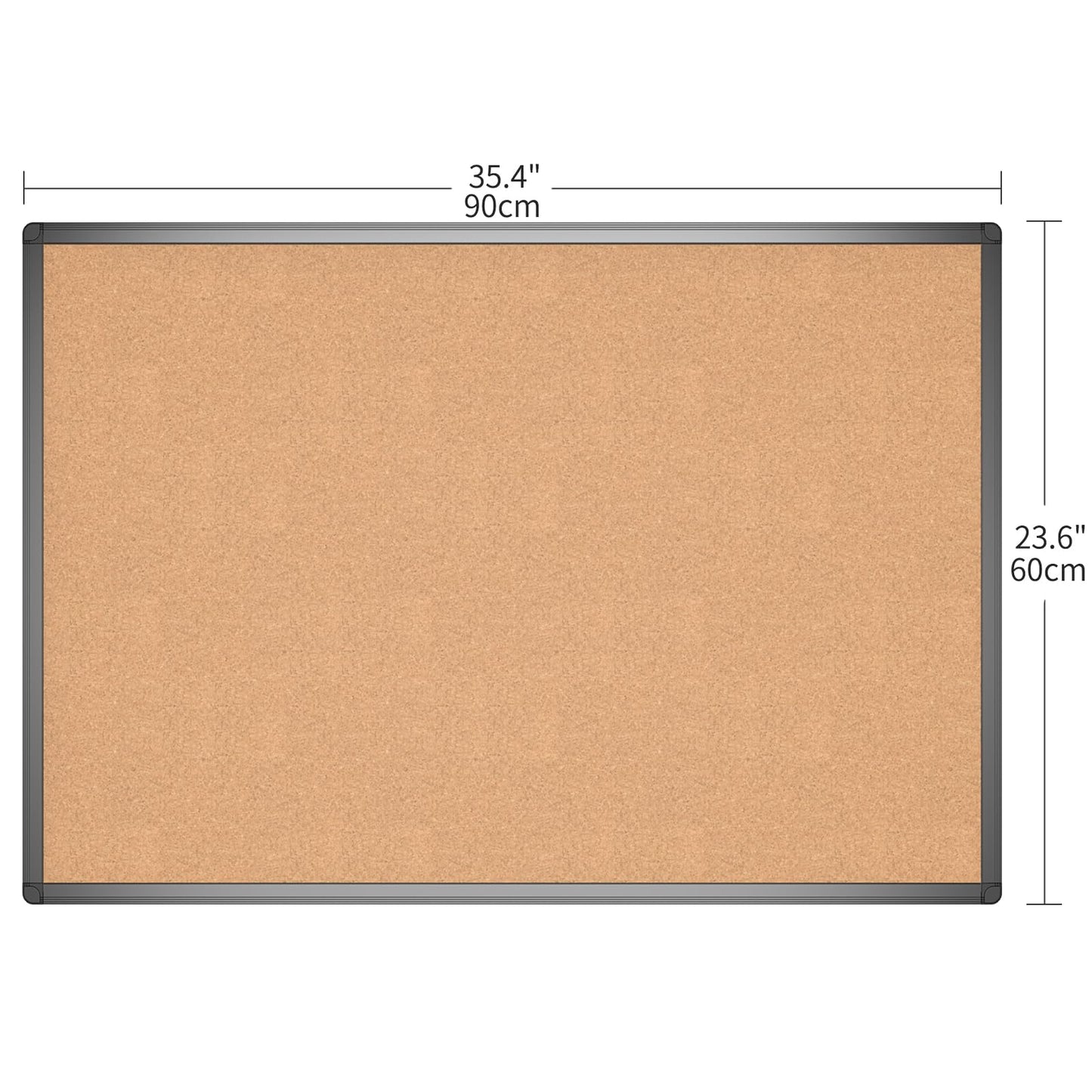 VIZ-PRO Cork Notice Board, 36 X 24 Inches, Cork Bulletin Board with Black Aluminium Frame
