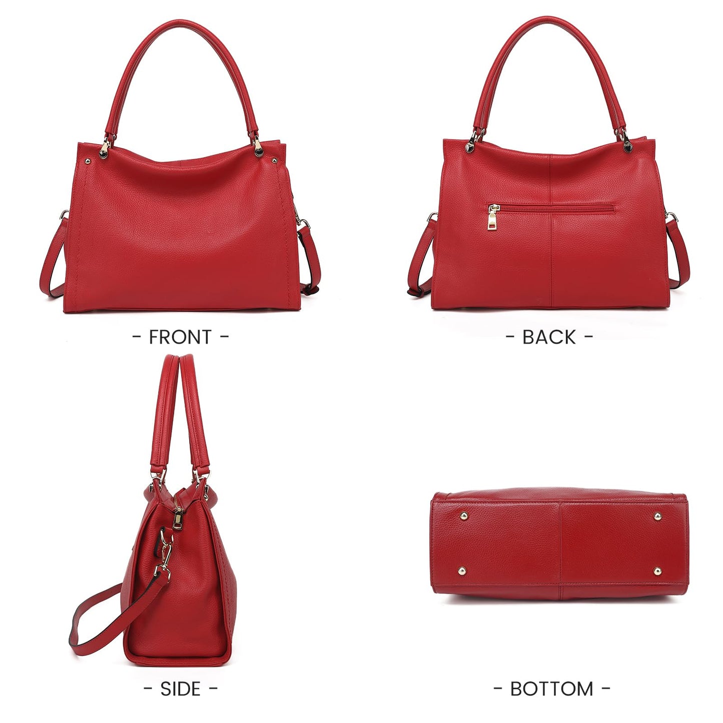 KOGTLA Medium Genuine Leather Tote Handbags for Women, Ladies Soft Satchel Shoulder Purses, Two-Handle Hobo Bags