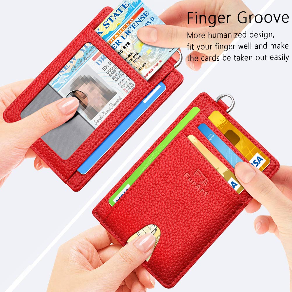 FurArt Slim Minimalist Wallet, Front Pocket Wallets, RFID Blocking, Credit Card Holder for Men-Cerise