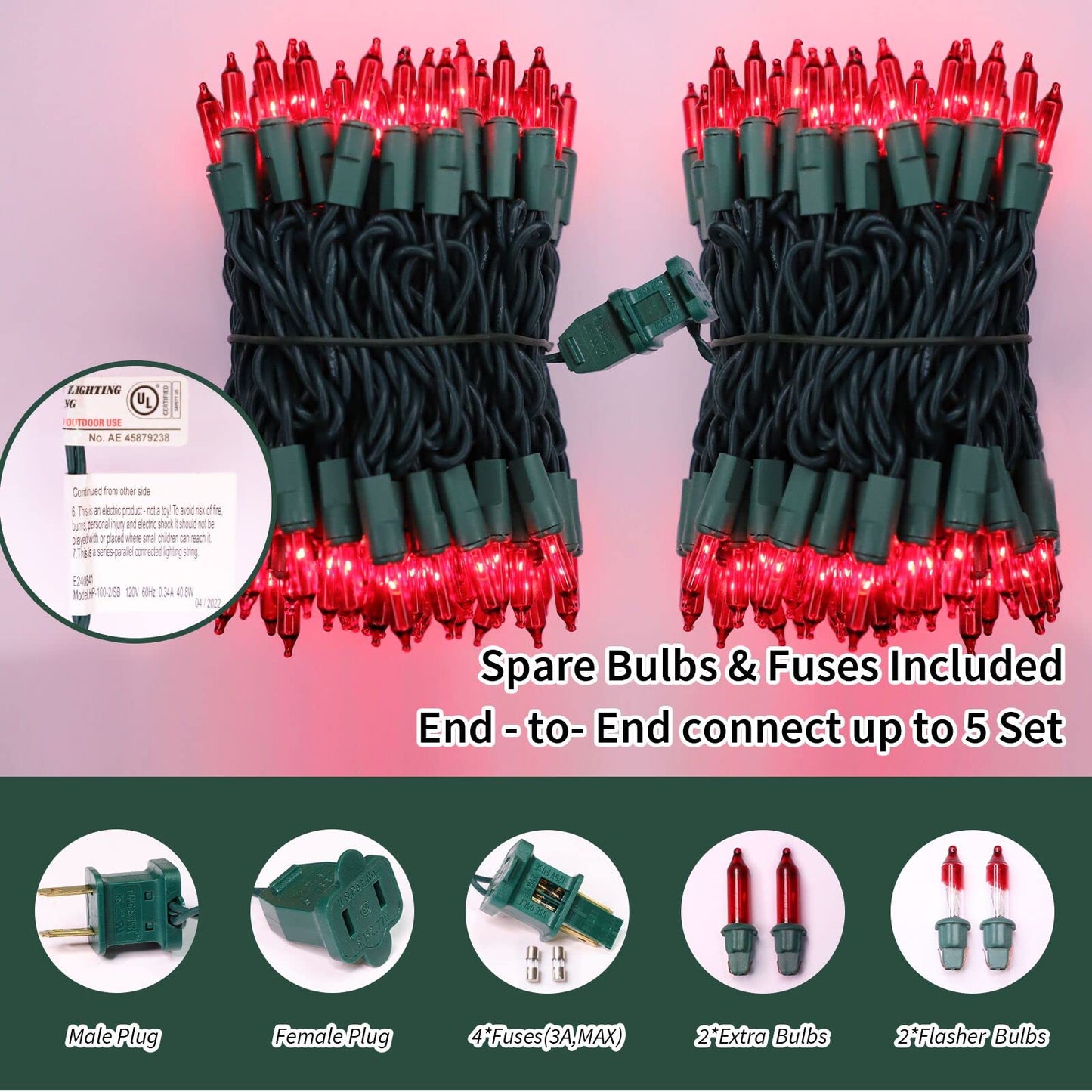 LAMPHOME Red Valentines Day Decor Lights,100 Count 19.6FT Mini Valentine's Lights,Red Christmas String Fairy Lights Outdoor Indoor Plug in for Room Party Wedding Tree Valentines Day Decorations