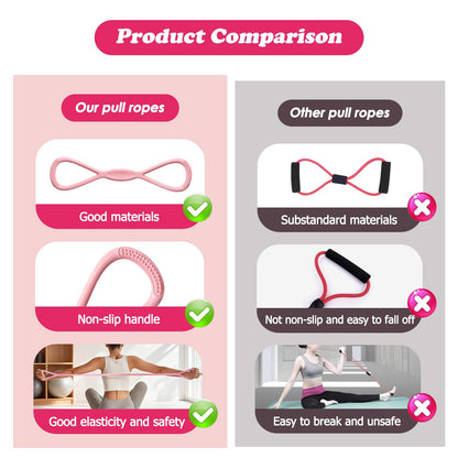 Figure 8 Resistance Band (25 lbs Resistance Level), Exercise Bands with Handles for Women & Men, Full Body Workout Bands for Arms, Back, Shoulders, and Legs, Portable Fitness Gift for Home Gym