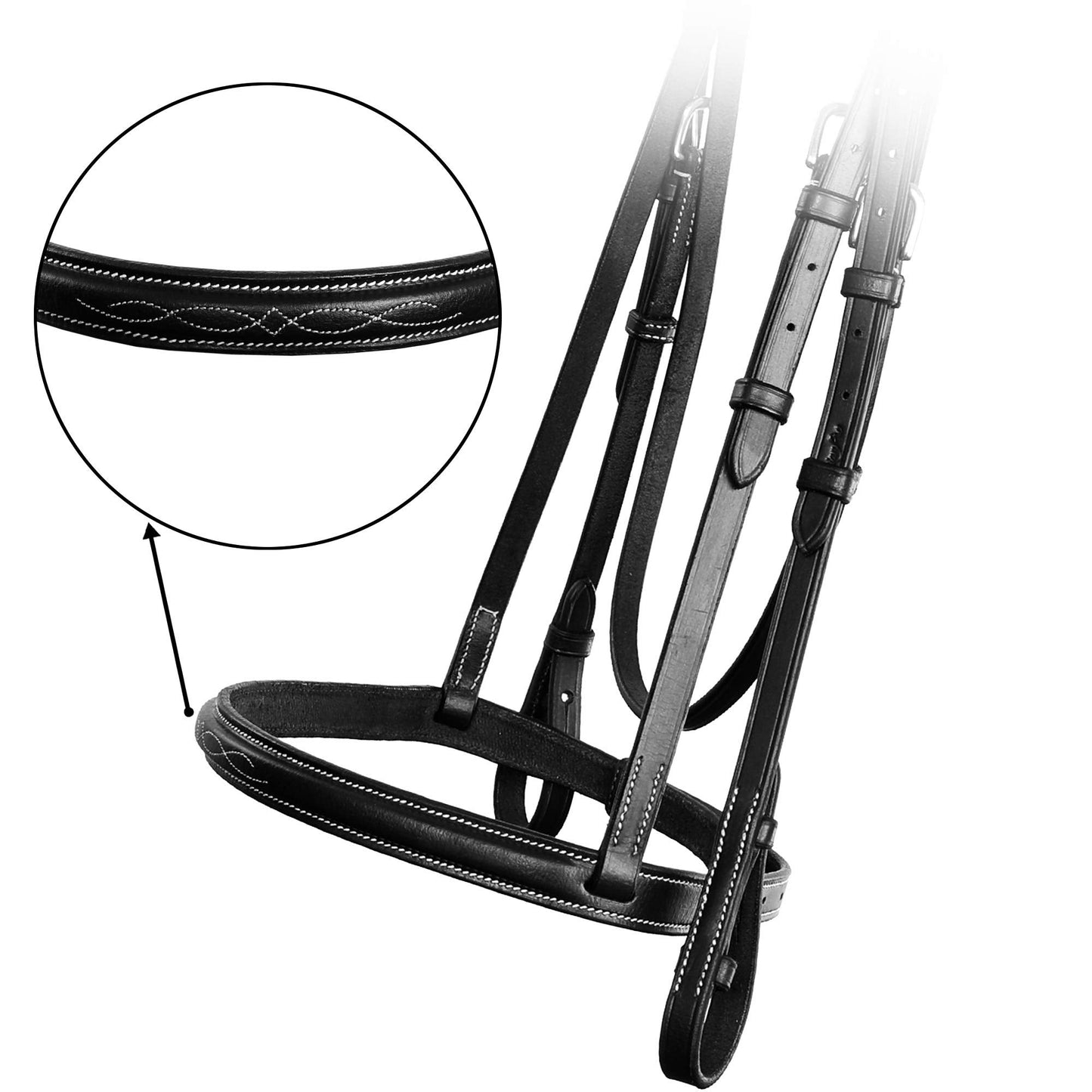 ExionPro Exion English Snaffle Bridle for Horses with Laced Reins - Fancy Stitched Leather Hunter Jumper Bridle- Premium Vegetable Tanned Equine Tack with Stainless Steel Hardware
