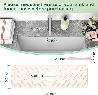TOOVEM Silicone Faucet Splash Guard, 17.7 x 5.5 Inch Kitchen Sink Splash Guard