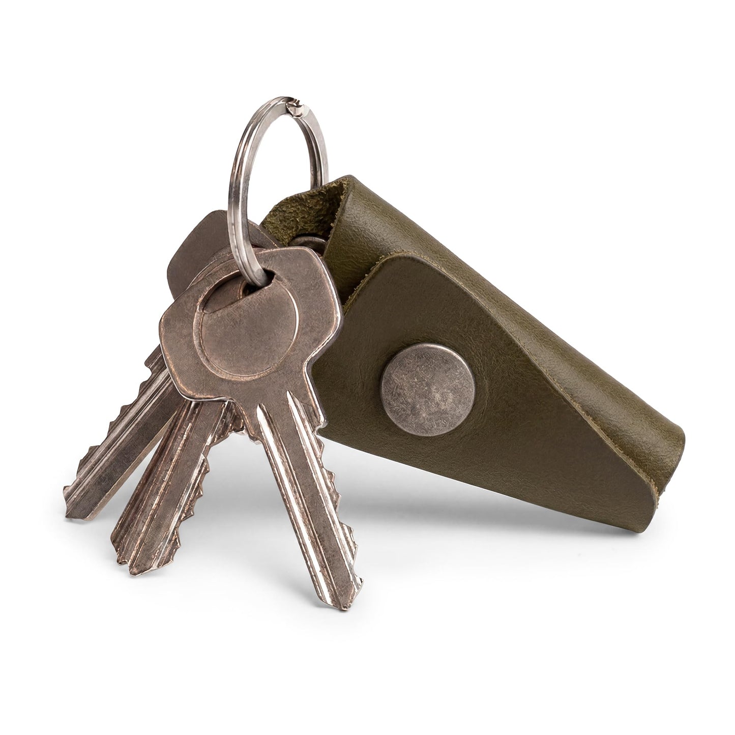 Hide & Drink Full Grain Leather Wrap Keychain, Organizer Snap Closure, Key Ring Cover, Silencer Sleeve Key Holder for Men (Dark Jade)