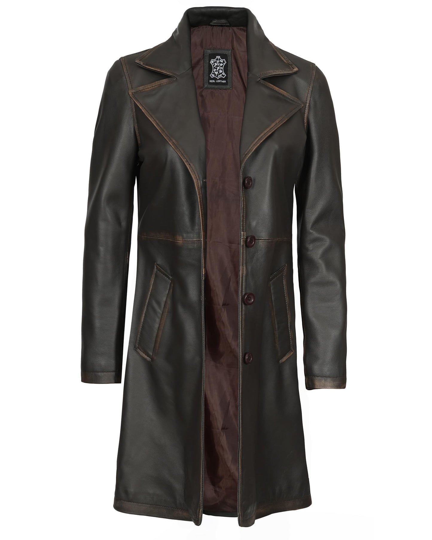 Blingsoul Real Lambskin Womens Long Leather Coat | [1316156] Bryson Ruboff, 2XL