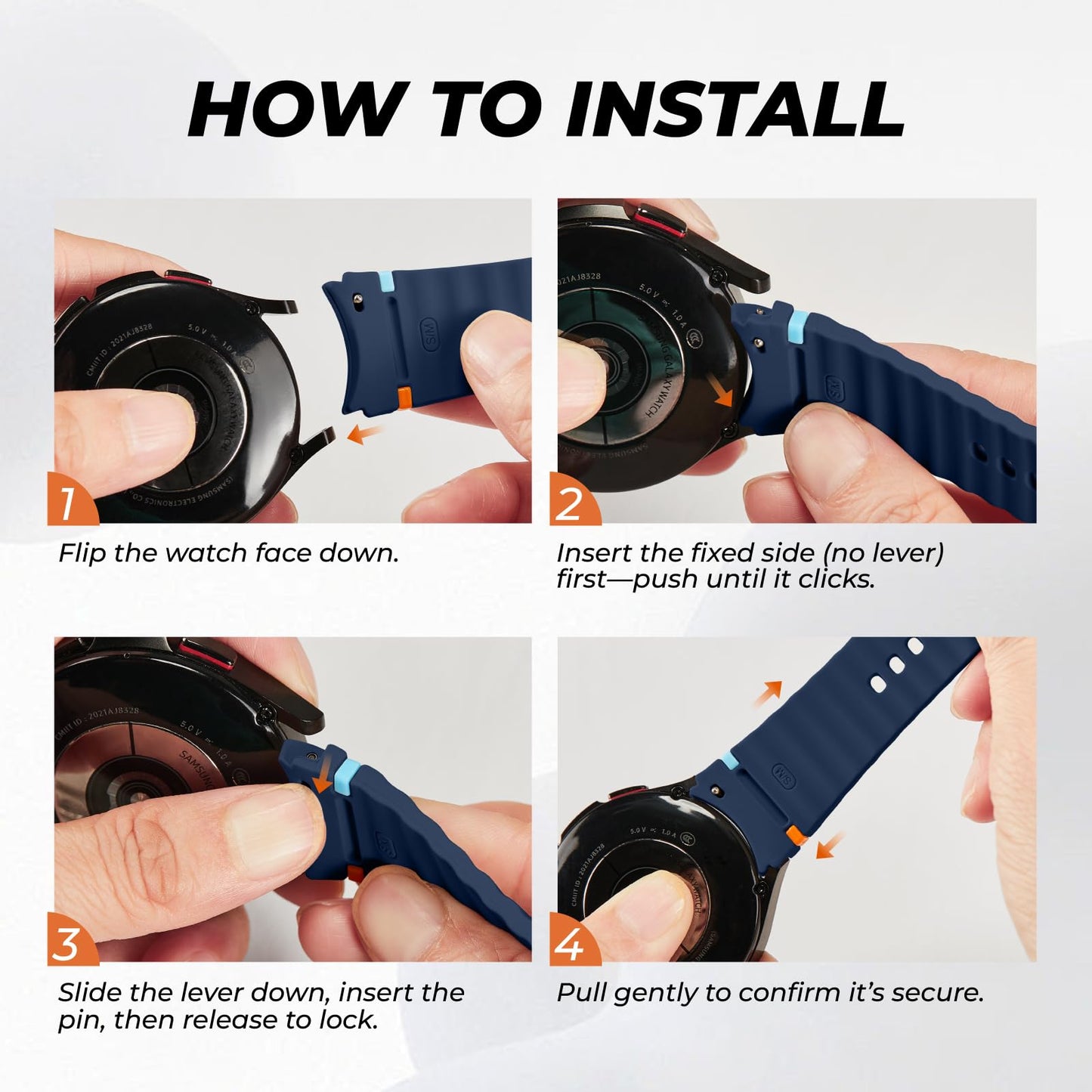 Acextro 3 Pack Sport Band Compatible for Galaxy Watch 7 Bands 44mm 40mm, Samsung Galaxy Watch FE/6/5/4 Classic(40mm-47mm) No Gap Soft Silicone Replacement Strap for Men & Women