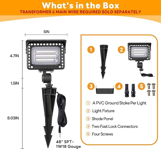 Gardenreet Low Voltage Flood Lights - 12W LED Wall Wash Landscape Lights, Outdoor 12V Hardwired Waterproof Aluminum, Warm White Angle Adjustable Brown Lighting for Yard Tree Patio House 4 Pack