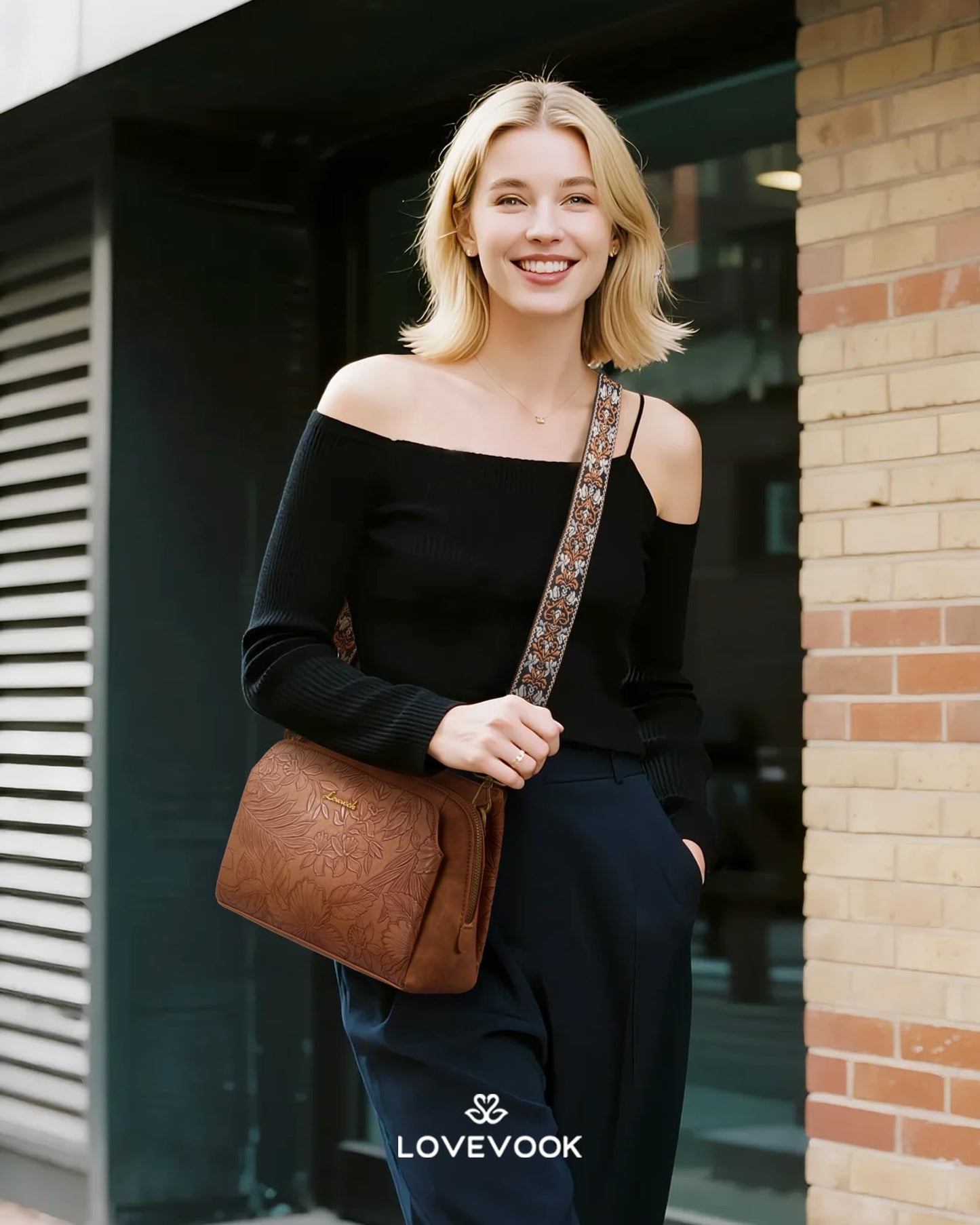 LOVEVOOK Crossbody Bags for Women with 2Pcs Adjustable Strap, Leather Small Purses with RFID Blocking Slots, Shoulder Handbag