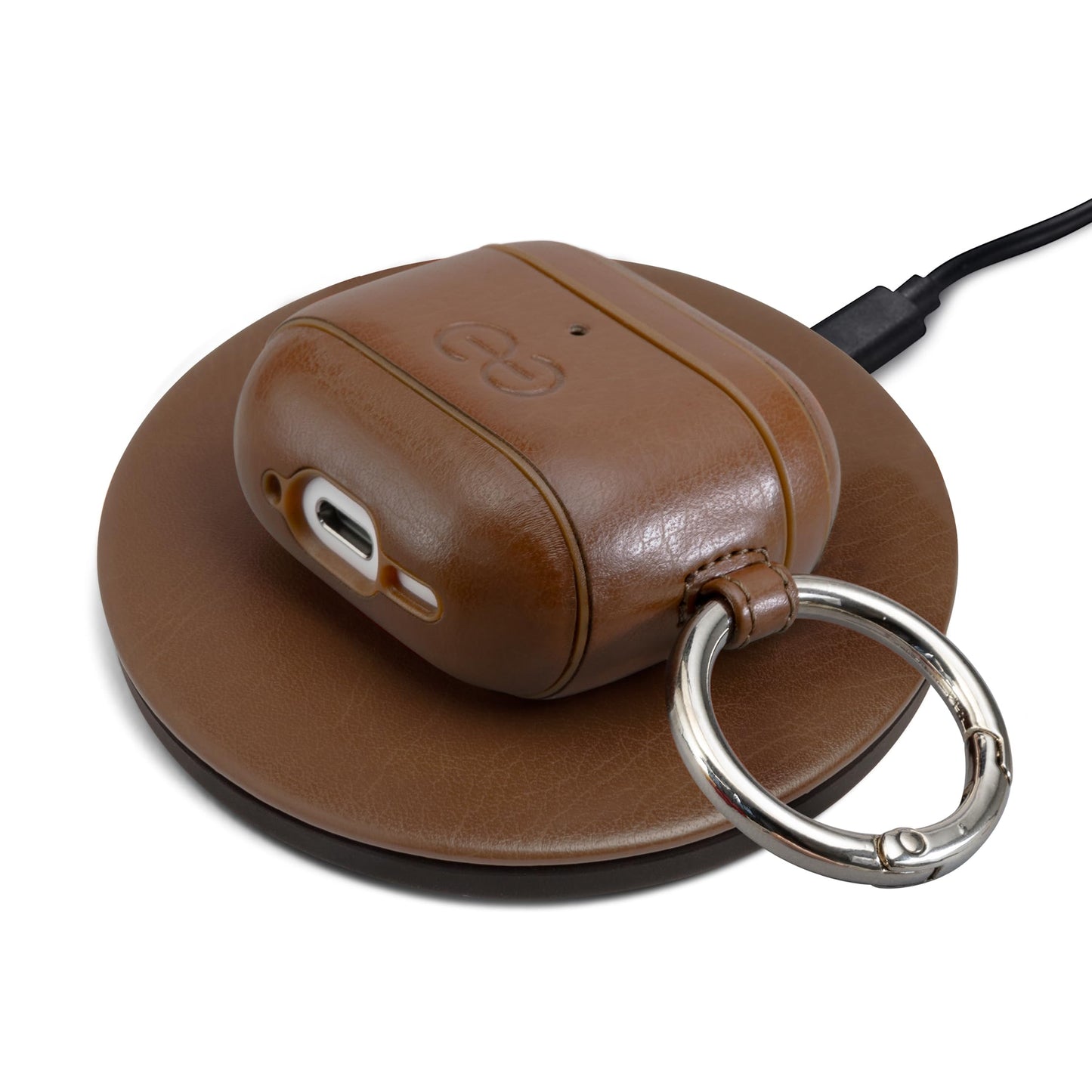 Dreem Om Case Cover with Keychain Clip Compatible with AirPods 4 for Apple AirPods 4th Generation, Vegan Leather AirPod Case for Men & Women, Luxury Earbuds Accessory for iPhone - Chocolate
