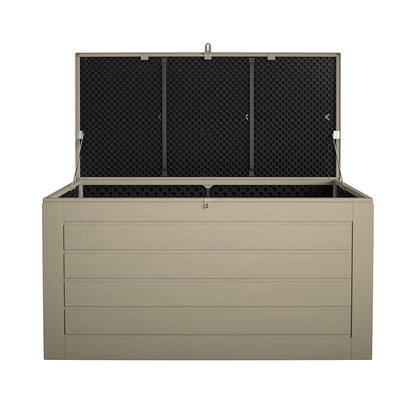 Cosco Outdoor Living 180 Gallon Patio Storage Box, Extra Large, Lockable Lid, Weather-Resistant, Tan/Brown