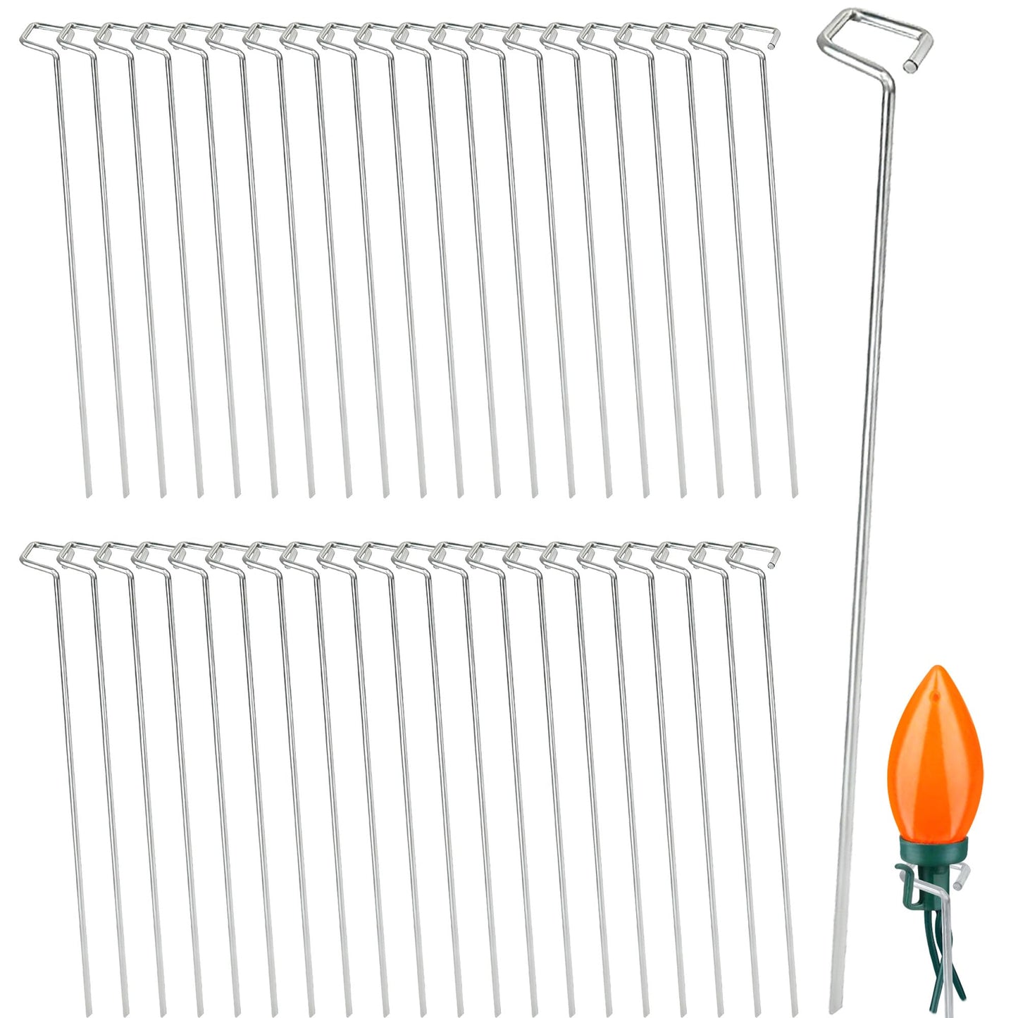 Bylion 50 Pack Metal Christmas Light Stakes - Outdoor Light Stakes - 9.8 Inch Christmas Yard Stakes for C7 C9 Universal Yard Lawn Stakes for Holiday Lights Use on Garden Lawn Patio Path Walkway