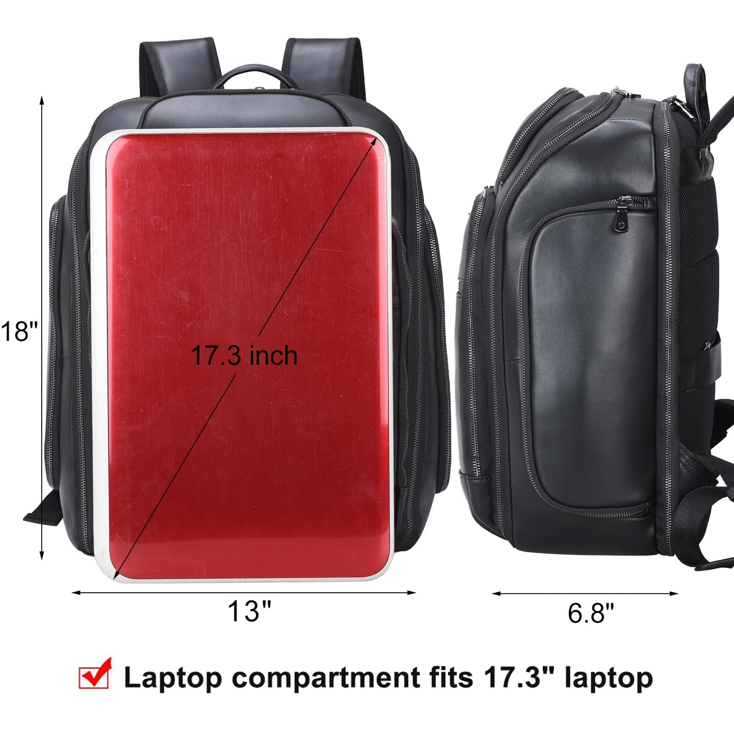 TIDING Genuine Leather Backpack for Men, 17.3 Inch Laptop Bag TSA Friendly Travel Rucksack Hiking Camping Daypack