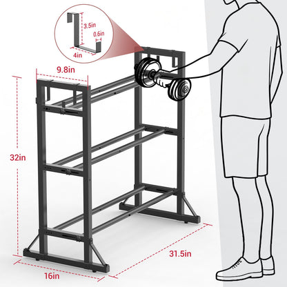 3-Tier Adjustable Dumbbell Rack Stand - Heavy-Duty Carbon Steel Weight Storage Organizer for Home Gym, Easy Assembly, 450 lb Capacity for Dumbbells & Kettlebells(dumbbell rack stand only)