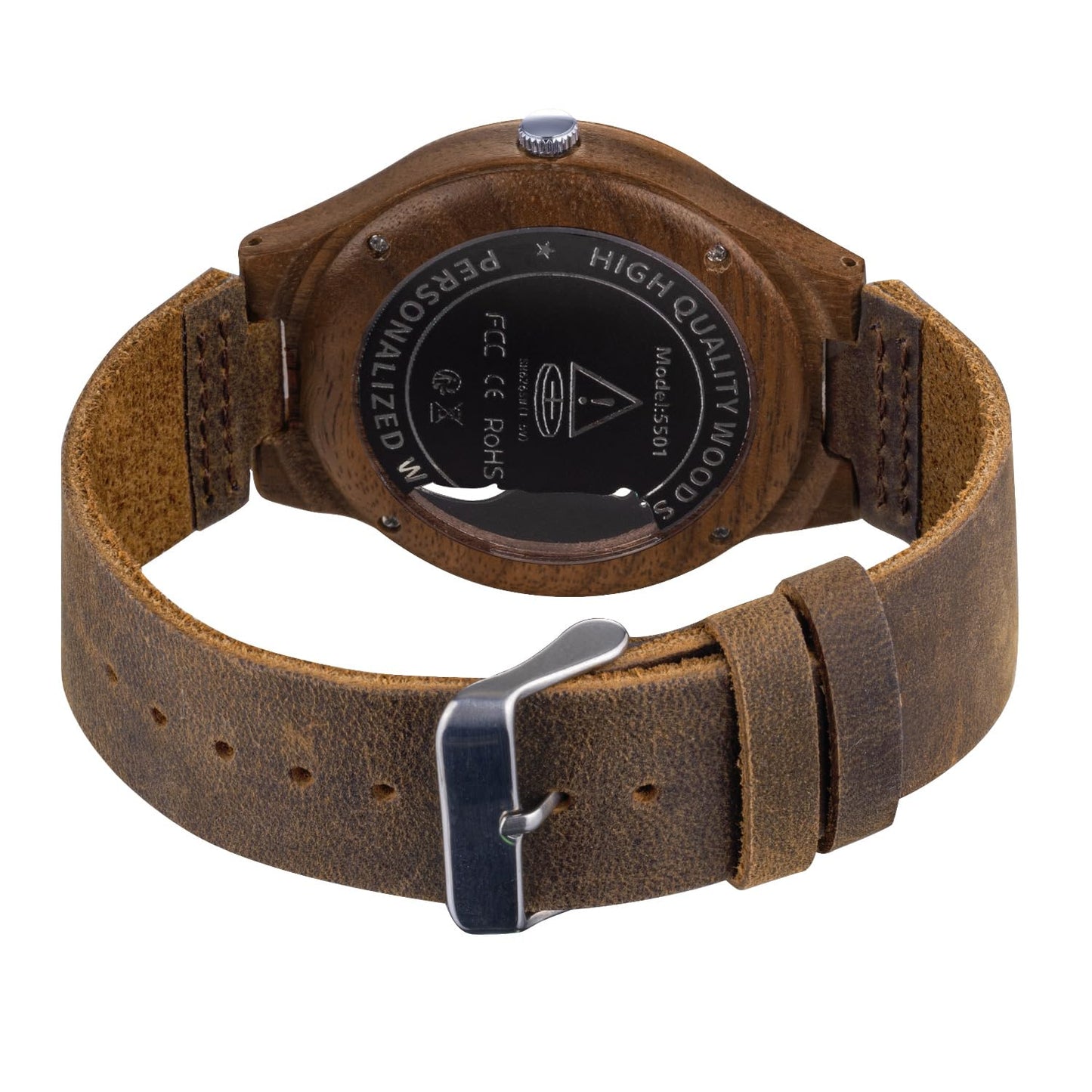Timever Wooden Watches for Men Handmade Unique Design with Leather Strap, Analog Quartz Mens Watch, Gift for Men