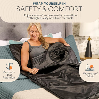 LifePro CozyWrap Sauna Blanket with Dual-Zone Heat— Infrared Sauna Wrap for Deep Sweating & Relaxation — Portable Infrared Blanket 90–180°F Temp Control & 5 Thermal Wraps Included