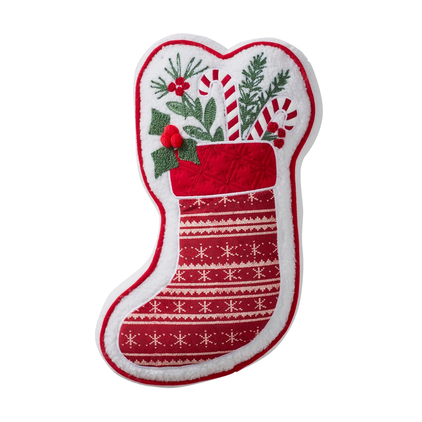 Hallmark - Decorative Throw Pillow for Couch or Bed, Holiday Home Décor, 8" x 16", (Sherpa Stocking, Red)