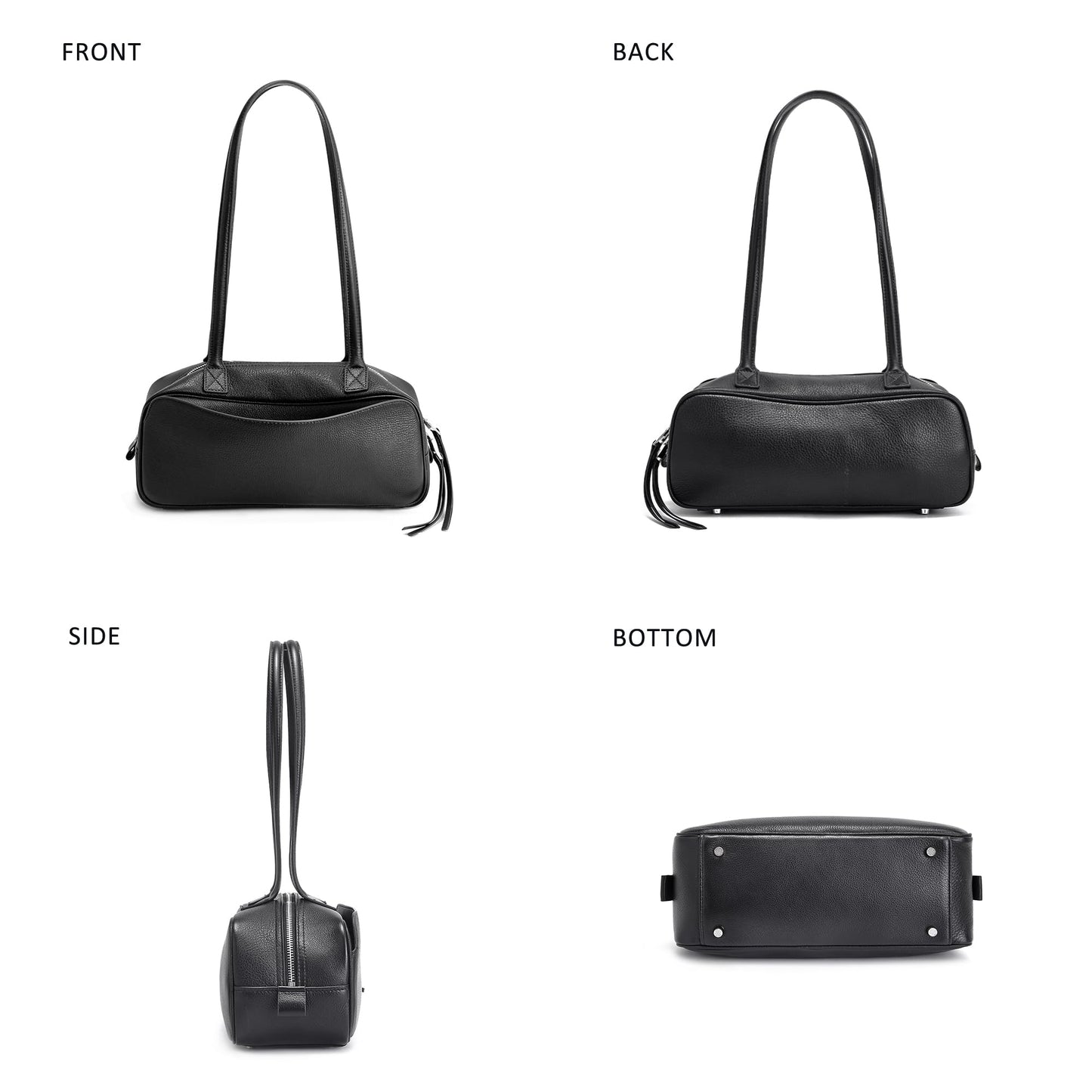 hedexe Leather Shoulder Bag for Women: Genuine Leather Hangbag for Ladies - Chic Bowler Purse for Work Travel & Daily(01Black)