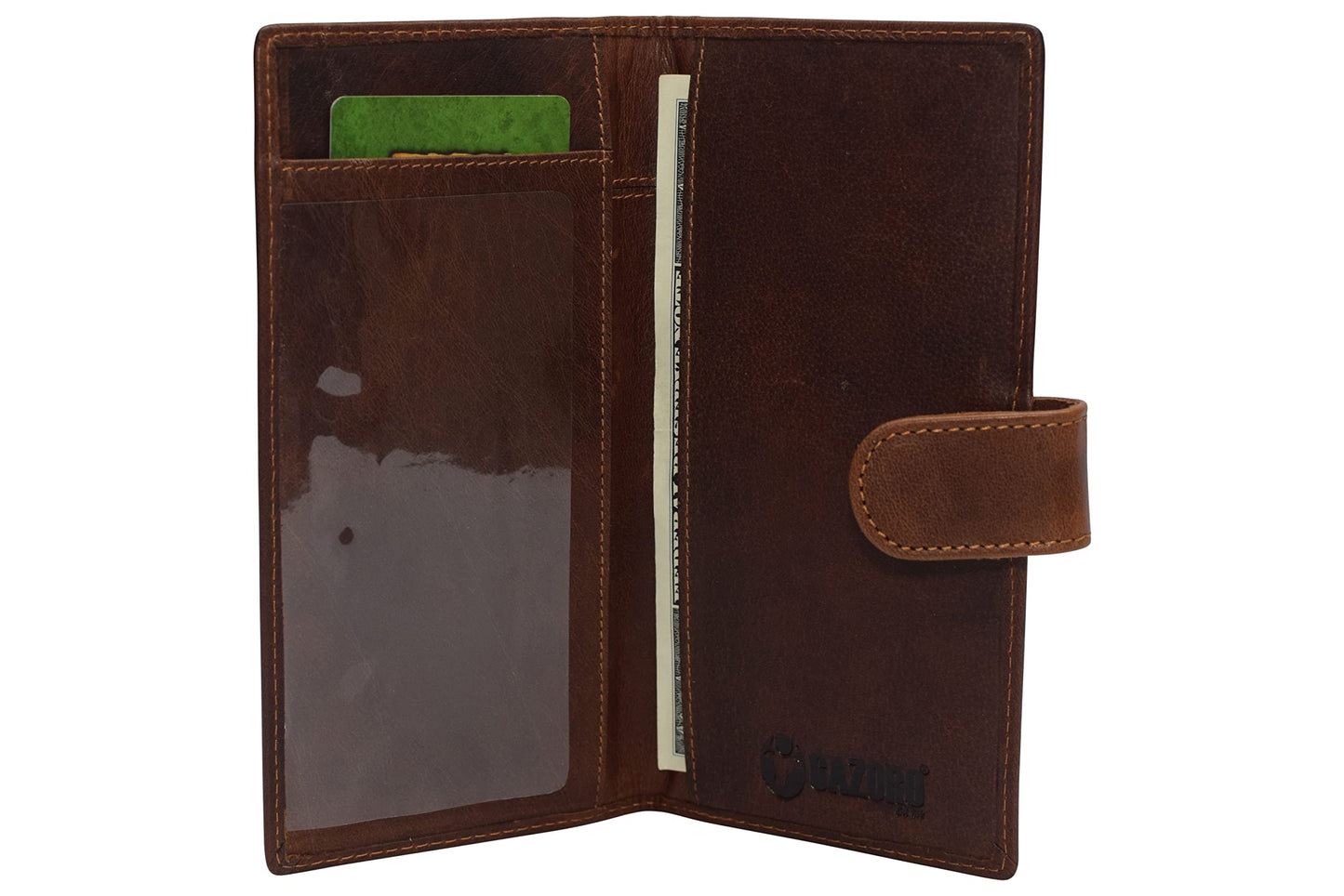 Marshal Genuine Leather Basic Checkbook Holder with Snap Closure (Buffalo Leather Tan)