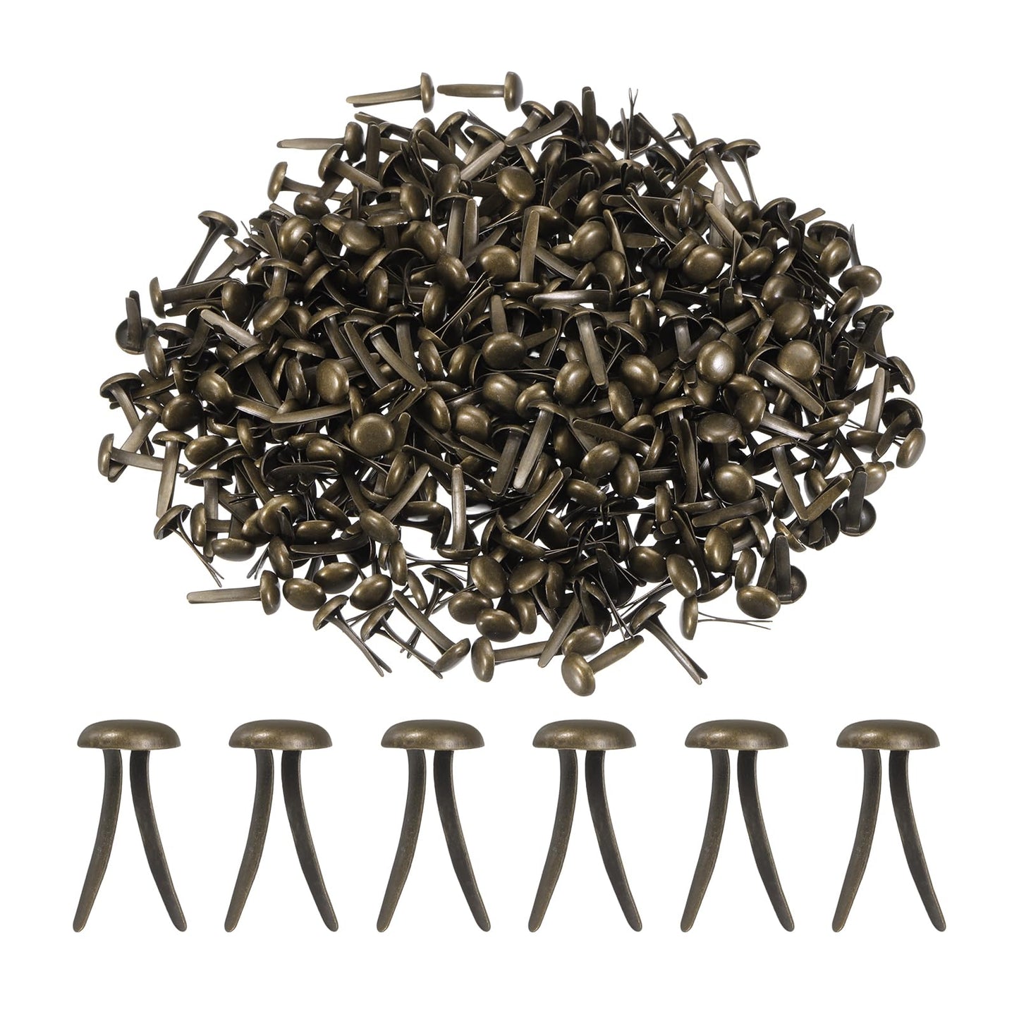 PATIKIL 1000 PCS Paper Brass Fasteners Split Pins Pastel Mini Metal Brads Round Head Plated Fastener for Craft Art Scrapbooking DIY Supplies, Bronze, 8 x 15 mm