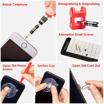 SHARDEN Precision Screwdriver Set, 122 in 1 Electronics Magnetic Repair Tool Kit with Case for Repair Computer, iPhone, PC, Cellphone, Laptop, Nintendo, PS4, Game Console, Watch, Glasses etc (Red)