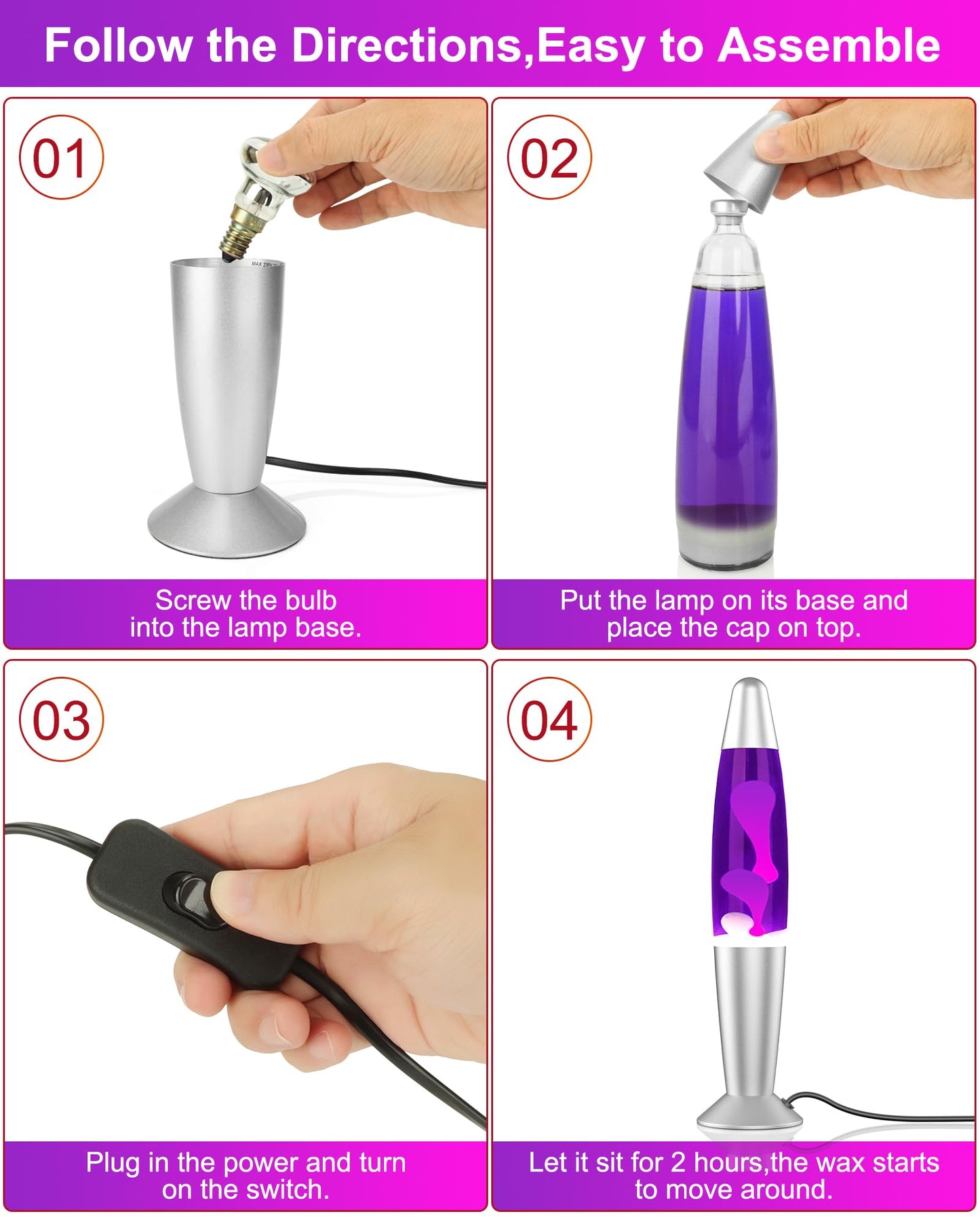 Eadaiylon Purple LED Motion Lamp for Adults and Kids, Liquid Motion Lamps with White Wax Flows, Night Light Home Room Decor, Gifts for Women and Girls