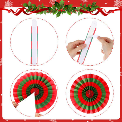 Outus Christmas Hanging Decorations Candy Paper Fans Peppermint Hanging Paper Fans Candy Cane Ceiling Wall Decor for Christmas Party Classroom Birthday Party(18 Pcs,Fresh)